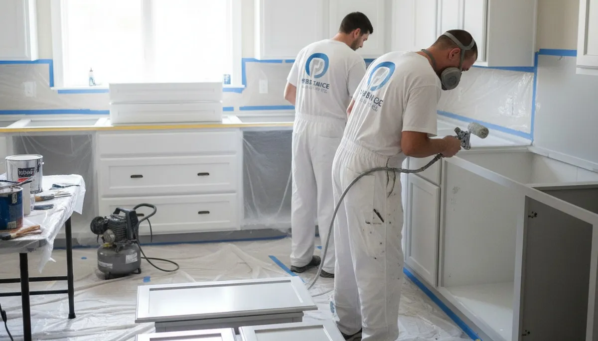 Professional cabinet painting in Los Angeles CA kitchen by expert house painters for durable refinishing