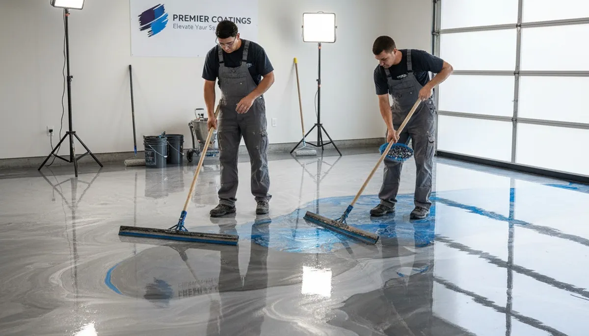 Professional epoxy floor coating installation in Los Angeles, CA garage by local painting experts