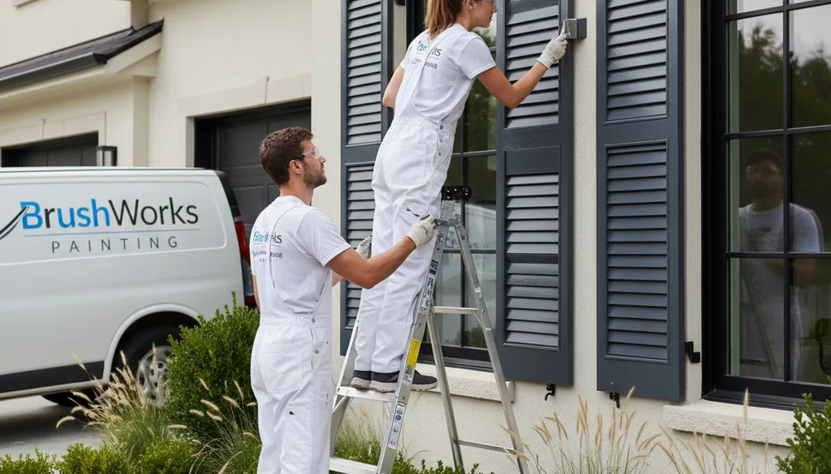 Professional shutter painting and refinishing in Los Angeles, CA, enhancing curb appeal and durability