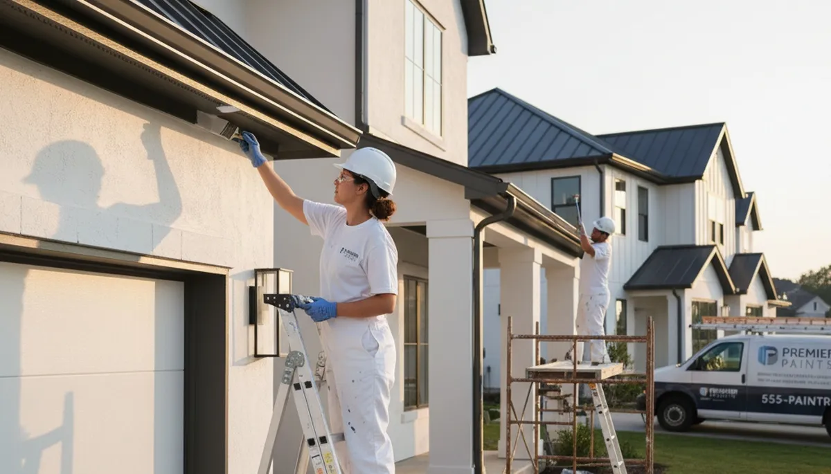Professional trim and fascia painting on a Los Angeles, CA home by expert house painters